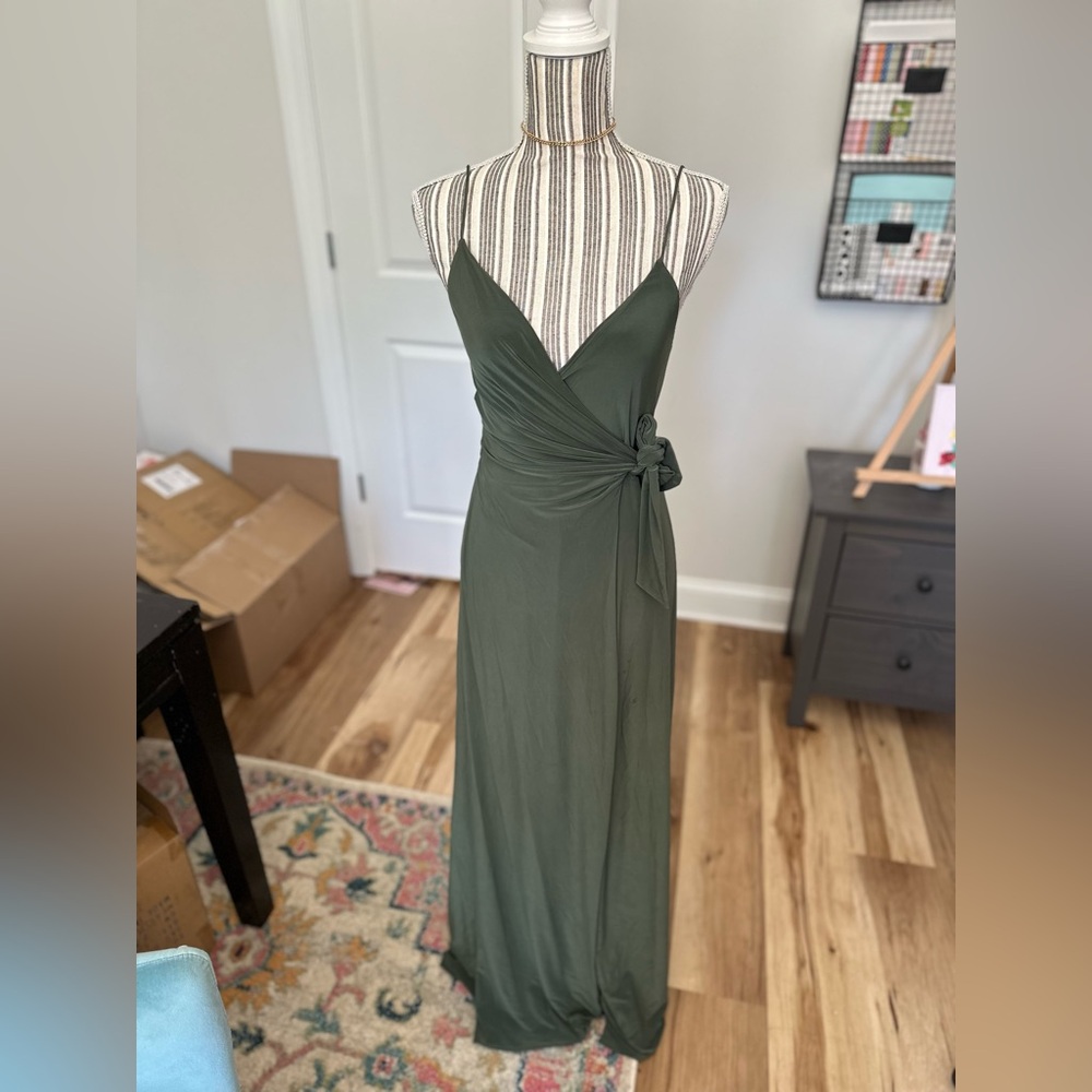Misa Veronica Olive Green Maxi Dress, new with tags